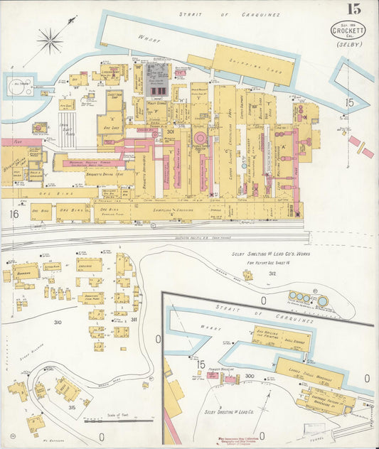 Sanborn Fire Insurance Map from Crockett, Contra Costa County, California (1906), Sheet #0015 - Historic Sanborn Fire Insurance Map Print, vintage old map wall art, antique decor, genealogy gift, California California map