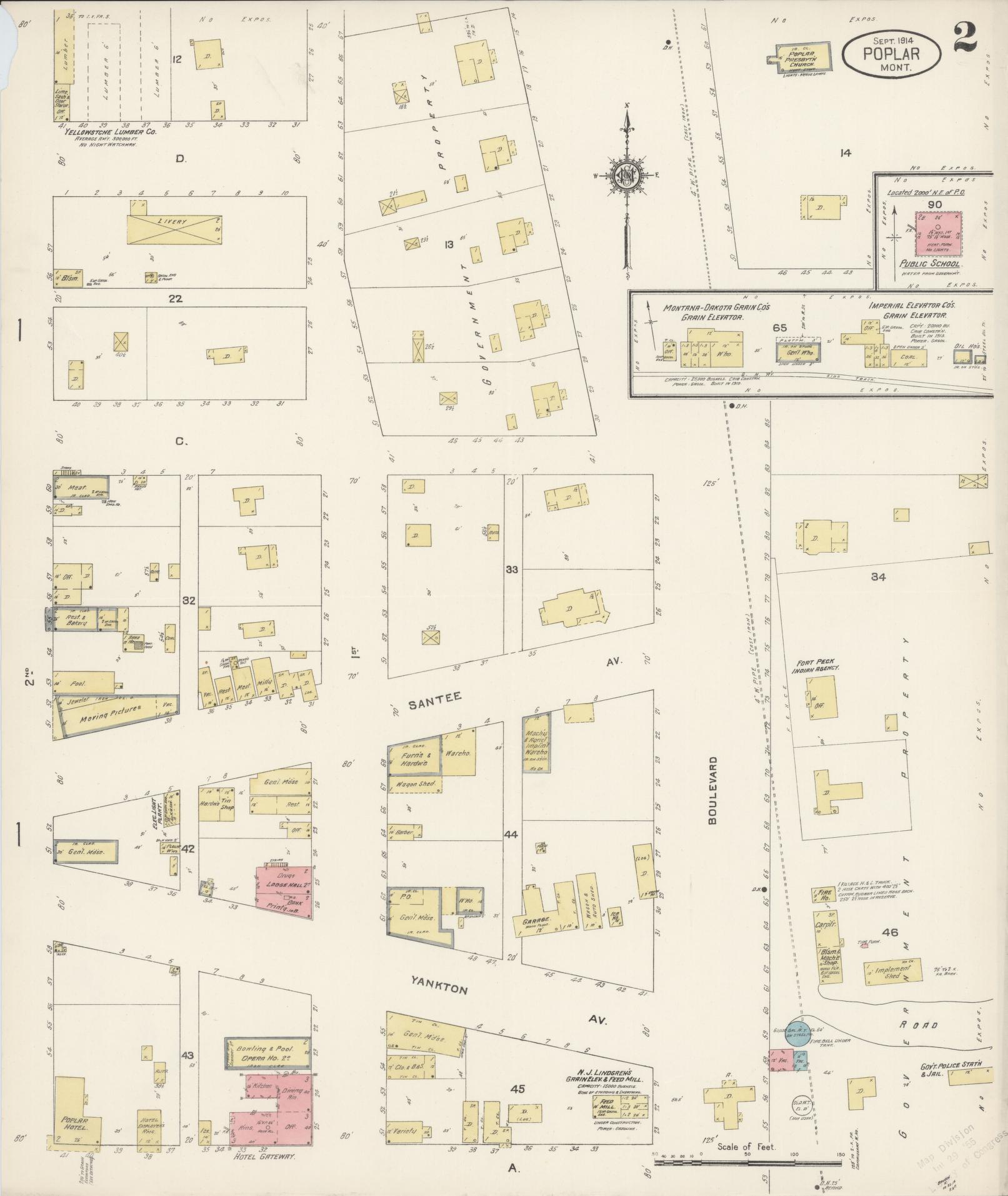 Sanborn Fire Insurance Map from Poplar, Roosevelt County, Montana (1914), Sheet #0002 - Complete Map Set gallery image, historic Sanborn map, vintage wall art, Montana Montana