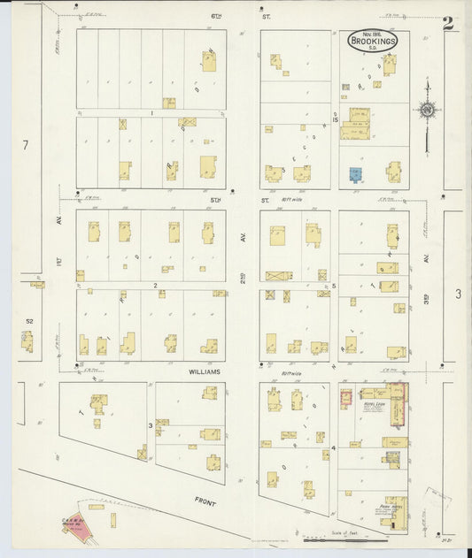 Sanborn Fire Insurance Map from Brookings, Brookings County, South Dakota (1916), Sheet #0002 - Historic Sanborn Fire Insurance Map Print, vintage old map wall art, antique decor, genealogy gift, South Dakota South Dakota map