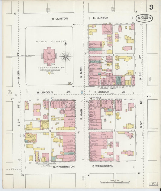Sanborn Fire Insurance Map from Goshen, Elkhart County, Indiana (1892), Sheet #0003 - Historic Sanborn Fire Insurance Map Print, vintage old map wall art, antique decor, genealogy gift, Indiana Indiana map