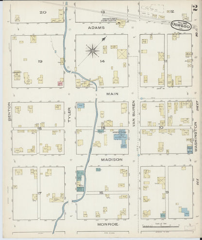 Sanborn Fire Insurance Map from Oswego, Kendall County, Illinois (1885), Sheet #0002 - Historic Sanborn Fire Insurance Map Print, vintage old map wall art, antique decor, genealogy gift, Illinois Illinois map