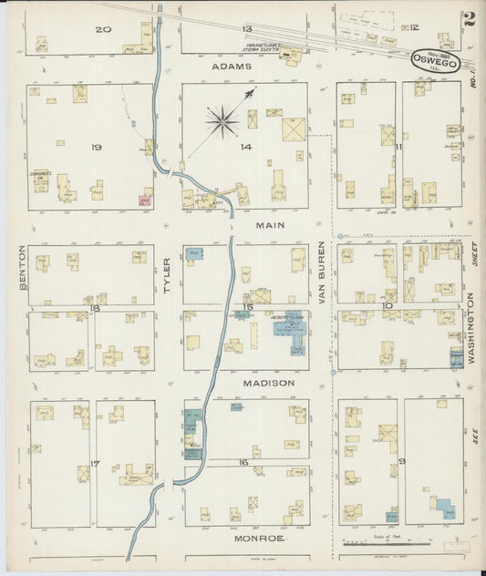 Sanborn Fire Insurance Map from Oswego, Kendall County, Illinois (1885), Sheet #0002 - Historic Sanborn Fire Insurance Map Print, vintage old map wall art, antique decor, genealogy gift, Illinois Illinois map