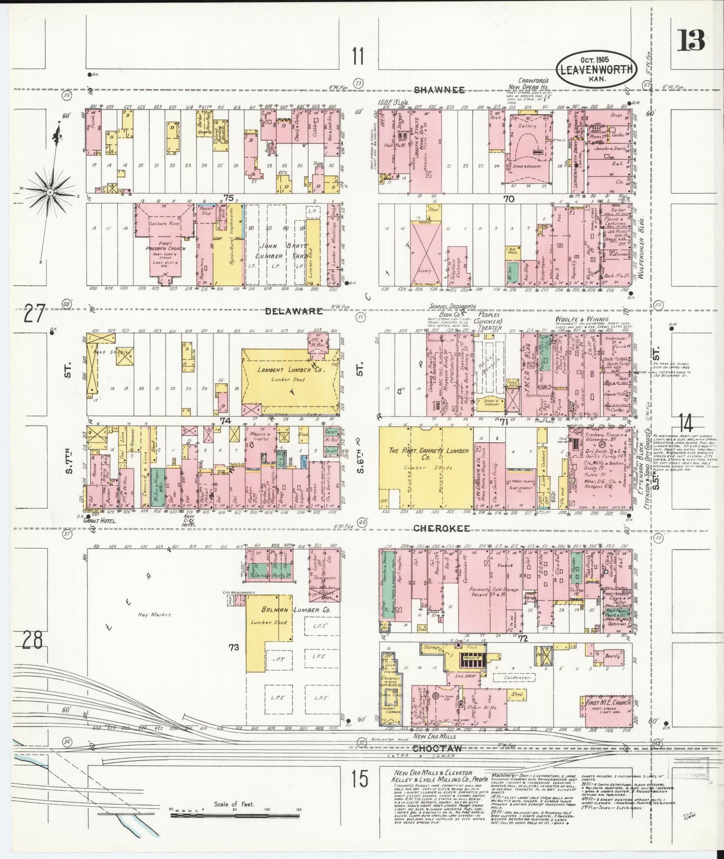 Sanborn Fire Insurance Map from Leavenworth, Leavenworth County, Kansas (1905), Sheet #0014 - Complete Map Set gallery image, historic Sanborn map, vintage wall art, Kansas Kansas
