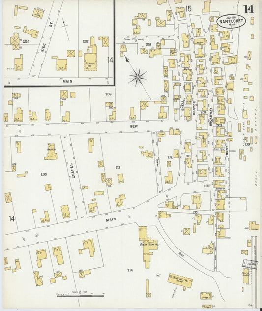 Sanborn Fire Insurance Map from Nantucket, Nantucket County, Massachusetts (1898), Sheet #0014 - Historic Sanborn Fire Insurance Map Print, vintage old map wall art, antique decor, genealogy gift, Massachusetts Massachusetts map