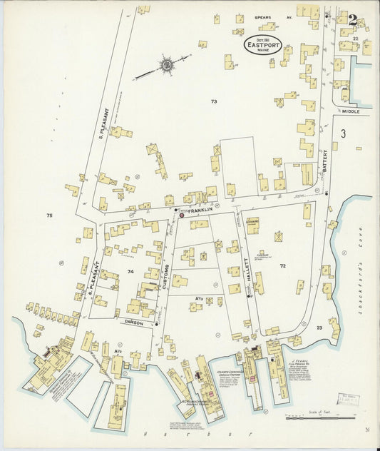 Sanborn Fire Insurance Map from Eastport, Washington County, Maine (1911), Sheet #0002 - Historic Sanborn Fire Insurance Map Print, vintage old map wall art, antique decor, genealogy gift, Maine Maine map