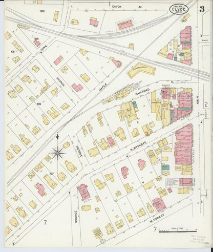 Sanborn Fire Insurance Map from Clyde, Sandusky County, Ohio (1906), Sheet #0003 - Historic Sanborn Fire Insurance Map Print, vintage old map wall art, antique decor, genealogy gift, Ohio Ohio map