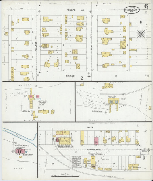 Sanborn Fire Insurance Map from Pierce City, Lawrence County, Missouri (1902), Sheet #0006 - Historic Sanborn Fire Insurance Map Print, vintage old map wall art, antique decor, genealogy gift, Missouri Missouri map