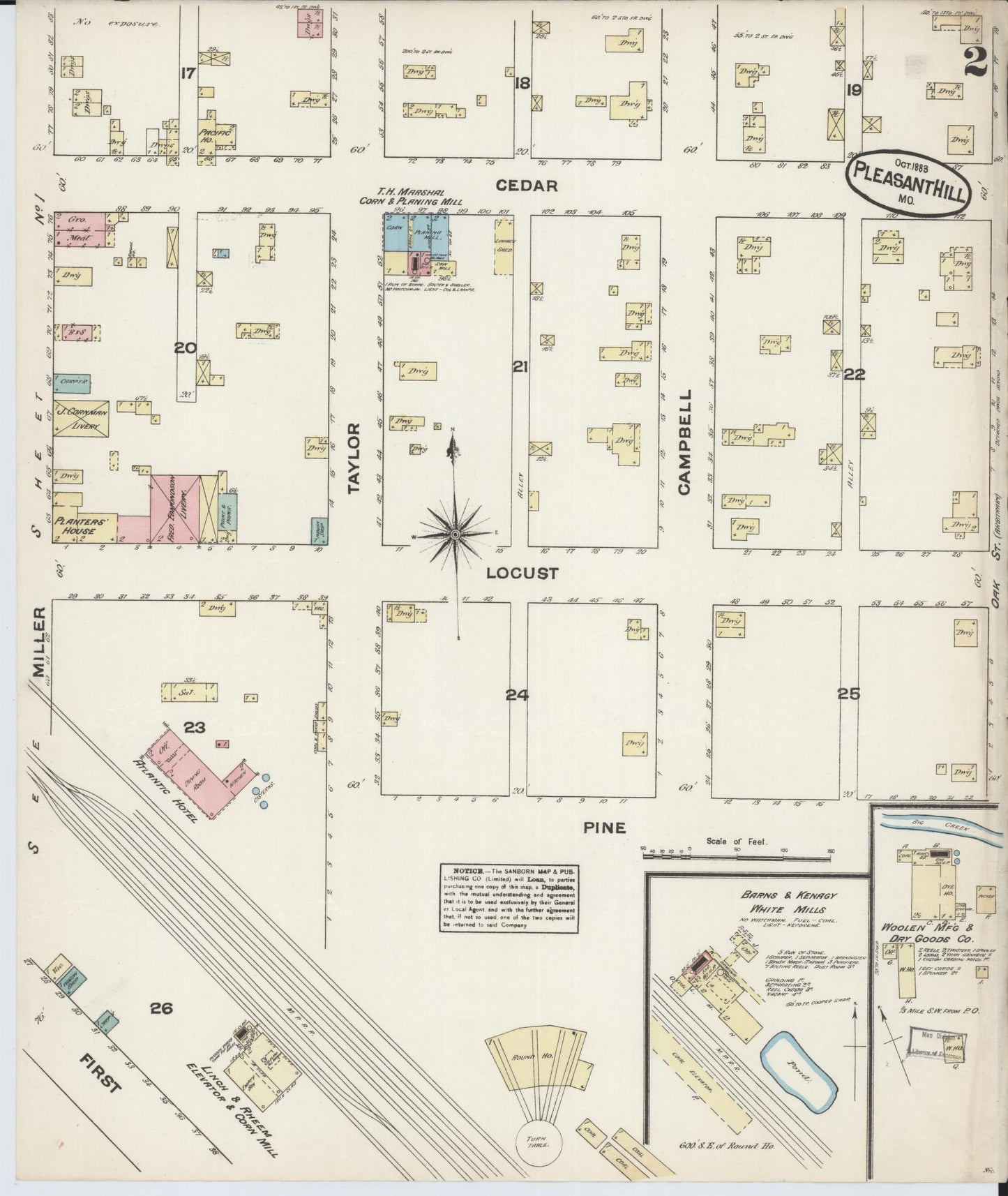 Sanborn Fire Insurance Map from Pleasant Hill, Cass County, Missouri (1883), Sheet #0002 - Complete Map Set gallery image, historic Sanborn map, vintage wall art, Missouri Missouri