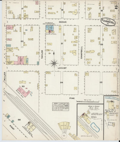 Sanborn Fire Insurance Map from Pleasant Hill, Cass County, Missouri (1883), Sheet #0002 - Complete Map Set gallery image, historic Sanborn map, vintage wall art, Missouri Missouri