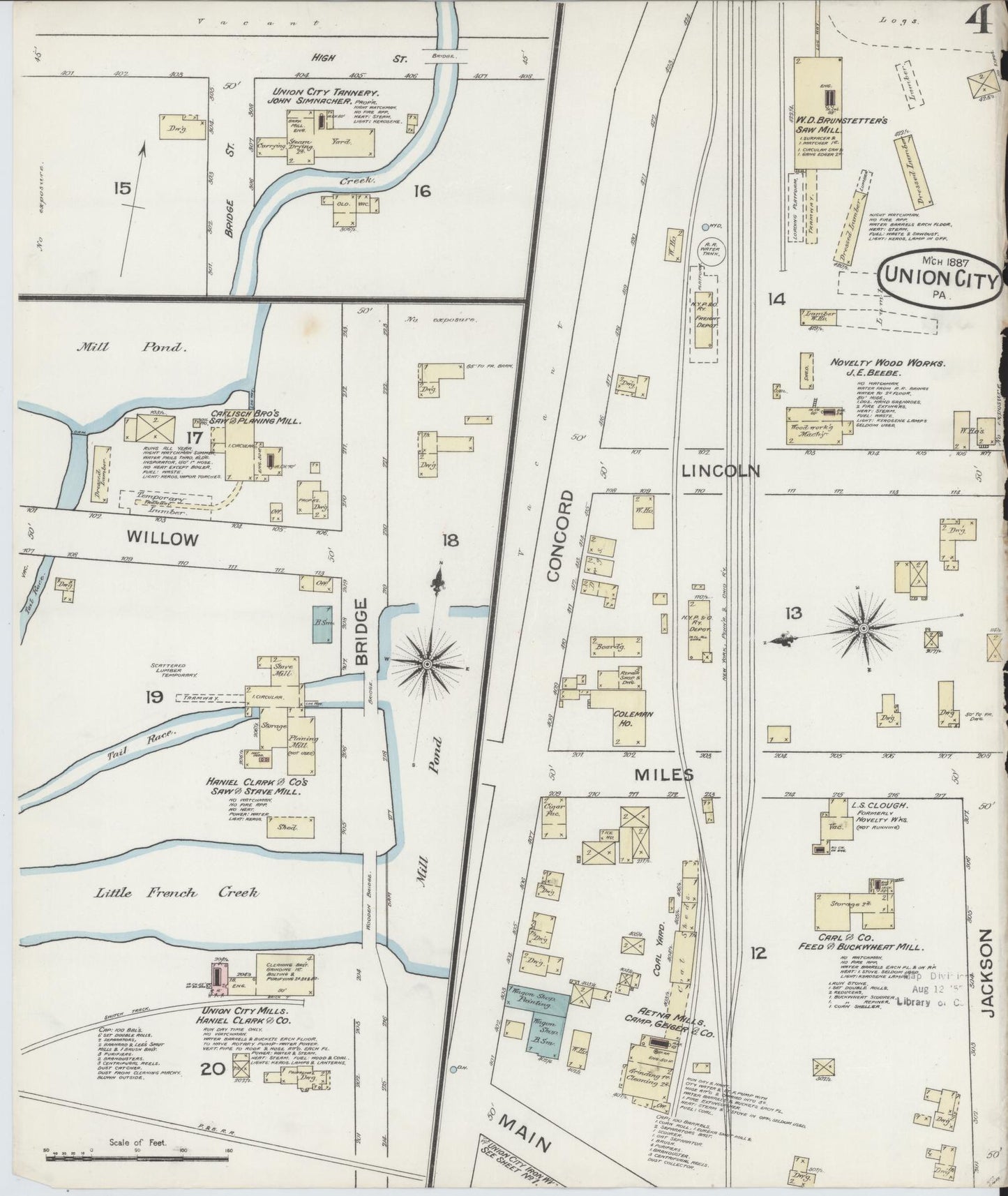 Sanborn Fire Insurance Map from Union City, Erie County, Pennsylvania (1887), Sheet #0004 - Complete Map Set gallery image, historic Sanborn map, vintage wall art, Pennsylvania Pennsylvania