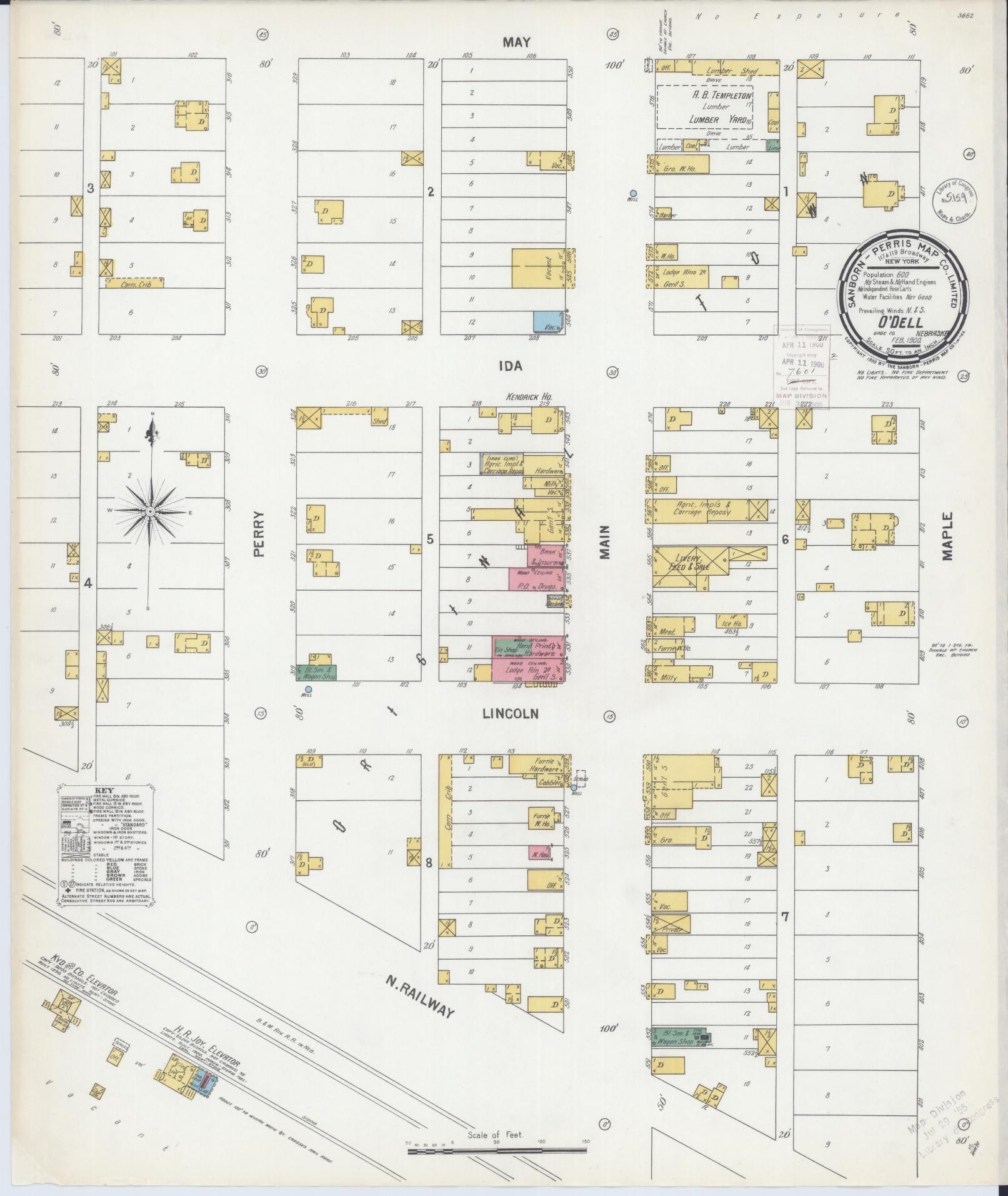 Sanborn Fire Insurance Map from Odell, Gage County, Nebraska (1900), Sheet #0001 - Historic Sanborn Fire Insurance Map Print, vintage old map wall art, antique decor, genealogy gift, Nebraska Nebraska map
