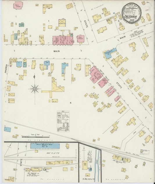 Sanborn Fire Insurance Map from Caledonia, Livingston County, New York (1897), Sheet #0001 - Historic Sanborn Fire Insurance Map Print, vintage old map wall art, antique decor, genealogy gift, New York New York map