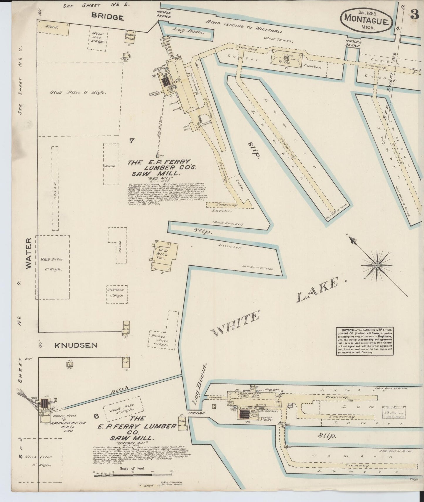Sanborn Fire Insurance Map from Montague, Muskegon County, Michigan (1883), Sheet #0003 - Complete Map Set gallery image, historic Sanborn map, vintage wall art, Michigan Michigan