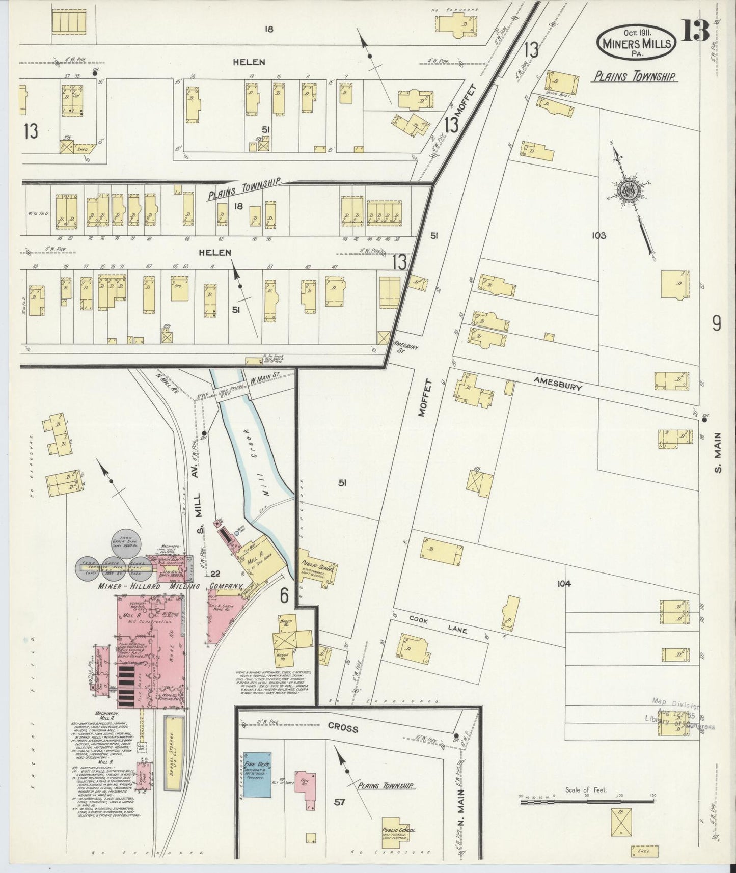 Sanborn Fire Insurance Map from Miners Mills, Luzerne County, Pennsylvania (1911), Sheet #0013 - Complete Map Set gallery image, historic Sanborn map, vintage wall art, Pennsylvania Pennsylvania