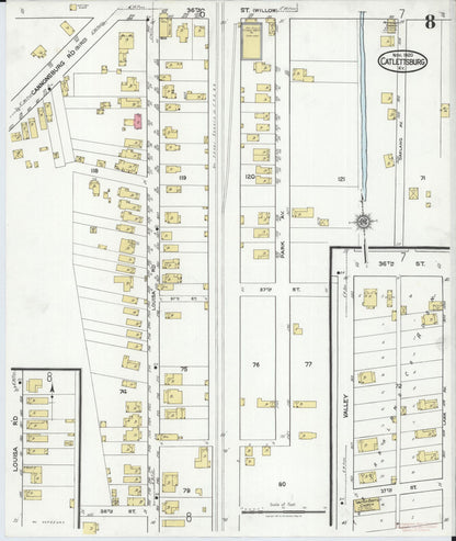 Sanborn Fire Insurance Map from Catlettsburg, Boyd County, Kentucky (1920), Sheet #0008 - Complete Map Set gallery image, historic Sanborn map, vintage wall art, Kentucky Kentucky