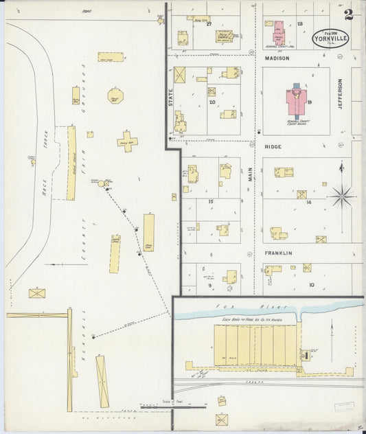 Sanborn Fire Insurance Map from Yorkville, Kendall County, Illinois (1898), Sheet #0002 - Historic Sanborn Fire Insurance Map Print, vintage old map wall art, antique decor, genealogy gift, Illinois Illinois map