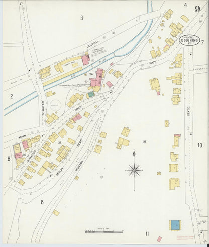 Sanborn Fire Insurance Map from Ossining, Westchester County, New York (1903), Sheet #0009 - Historic Sanborn Fire Insurance Map Print, vintage old map wall art, antique decor, genealogy gift, New York New York map