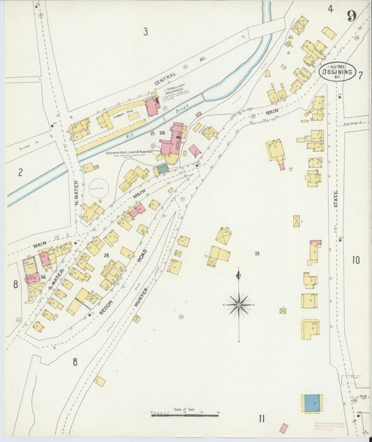 Sanborn Fire Insurance Map from Ossining, Westchester County, New York (1903), Sheet #0009 - Historic Sanborn Fire Insurance Map Print, vintage old map wall art, antique decor, genealogy gift, New York New York map