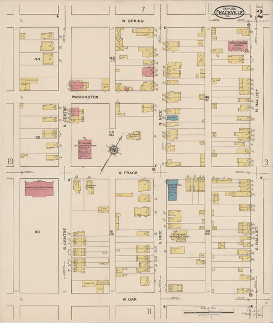 Sanborn Fire Insurance Map from Frackville, Schuylkill County, Pennsylvania (1921), Sheet #0002 - Historic Sanborn Fire Insurance Map Print, vintage old map wall art, antique decor, genealogy gift, Pennsylvania Pennsylvania map