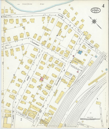 Sanborn Fire Insurance Map from Sidney, Delaware County, New York (1917), Sheet #0004 - Historic Sanborn Fire Insurance Map Print, vintage old map wall art, antique decor, genealogy gift, New York New York map