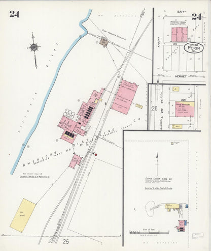 Sanborn Fire Insurance Map from Pekin, Tazewell County, Illinois (1925), Sheet #0024 - Historic Sanborn Fire Insurance Map Print, vintage old map wall art, antique decor, genealogy gift, Illinois Illinois map