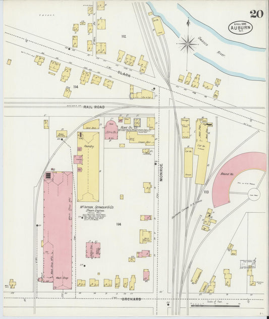 Sanborn Fire Insurance Map from Auburn, Cayuga County, New York (1898), Sheet #0020 - Historic Sanborn Fire Insurance Map Print, vintage old map wall art, antique decor, genealogy gift, New York New York map