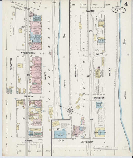 Sanborn Fire Insurance Map from Peru, La Salle County, Illinois (1888), Sheet #0004 - Historic Sanborn Fire Insurance Map Print, vintage old map wall art, antique decor, genealogy gift, Illinois Illinois map