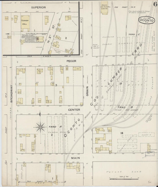 Sanborn Fire Insurance Map from Oconto, Oconto County, Wisconsin (1887), Sheet #0006 - Historic Sanborn Fire Insurance Map Print, vintage old map wall art, antique decor, genealogy gift, Wisconsin Wisconsin map