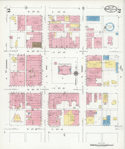 Sanborn Fire Insurance Map from Maryville, Nodaway County, Missouri (1925), Sheet #0002 - Complete Map Set gallery image, historic Sanborn map, vintage wall art, Missouri Missouri