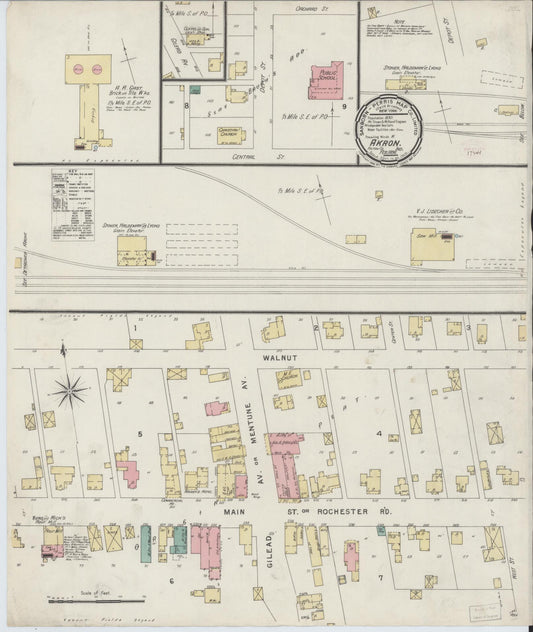 Sanborn Fire Insurance Map from Akron, Fulton County, Indiana (1896), Sheet #0001 - Historic Sanborn Fire Insurance Map Print, vintage old map wall art, antique decor, genealogy gift, Indiana Indiana map