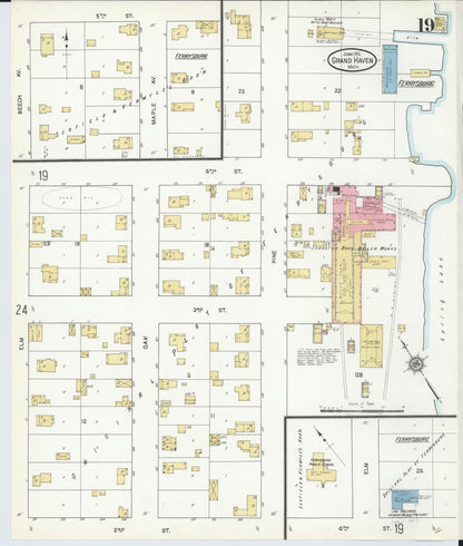 Sanborn Fire Insurance Map from Grand Haven, Ottawa County, Michigan (1912), Sheet #0019 - Complete Map Set gallery image, historic Sanborn map, vintage wall art, Michigan Michigan