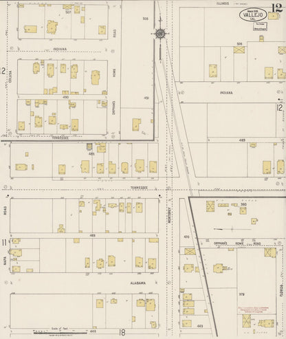 Sanborn Fire Insurance Map from Vallejo, Solano County, California (1919), Sheet #0012 - Complete Map Set gallery image, historic Sanborn map, vintage wall art, California California