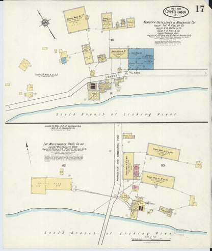 Sanborn Fire Insurance Map from Cynthiana, Harrison County, Kentucky (1916), Sheet #0017 - Complete Map Set gallery image, historic Sanborn map, vintage wall art, Kentucky Kentucky
