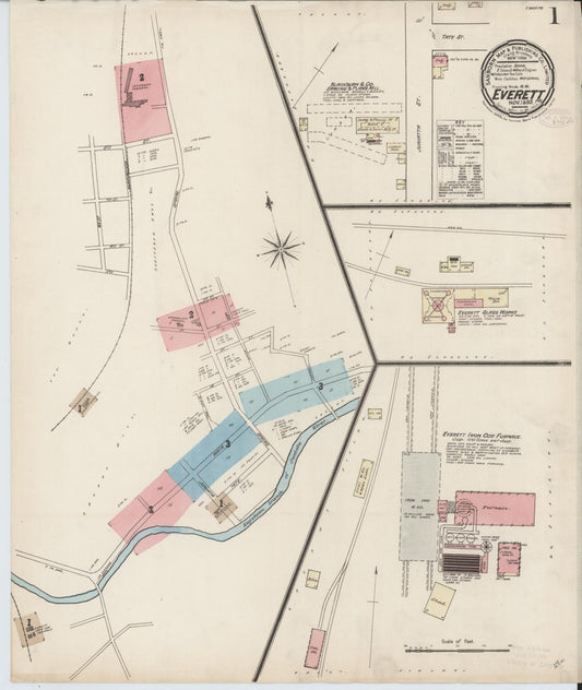 Sanborn Fire Insurance Map from Everett, Bedford County, Pennsylvania (1885), Sheet #0001 - Complete Map Set gallery image, historic Sanborn map, vintage wall art, Pennsylvania Pennsylvania