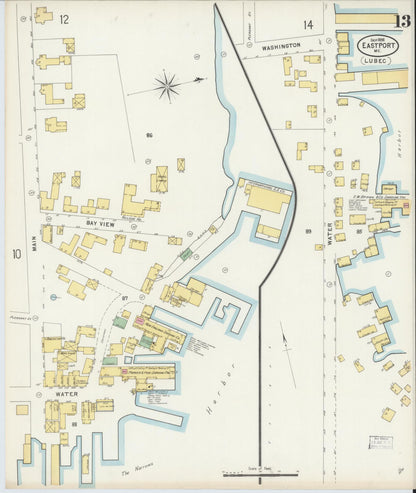 Sanborn Fire Insurance Map from Eastport, Washington County, Maine (1898), Sheet #0013 - Complete Map Set gallery image, historic Sanborn map, vintage wall art, Maine Maine