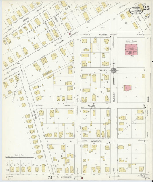 Sanborn Fire Insurance Map from La Porte, La Porte County, Indiana (1912), Sheet #0025 - Historic Sanborn Fire Insurance Map Print, vintage old map wall art, antique decor, genealogy gift, Indiana Indiana map