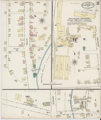 Sanborn Fire Insurance Map from Everett, Bedford County, Pennsylvania (1885), Sheet #0002 - Complete Map Set gallery image, historic Sanborn map, vintage wall art, Pennsylvania Pennsylvania