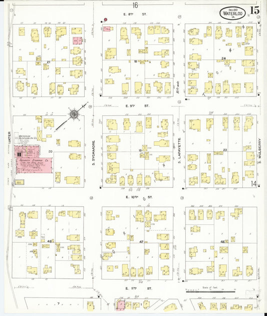 Sanborn Fire Insurance Map from Waterloo, Black Hawk County, Iowa (1910), Sheet #0015 - Historic Sanborn Fire Insurance Map Print, vintage old map wall art