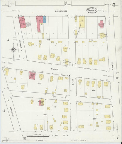 Sanborn Fire Insurance Map from Wagoner, Wagoner County, Oklahoma (1917), Sheet #0007 - Complete Map Set gallery image, historic Sanborn map, vintage wall art, Oklahoma Oklahoma