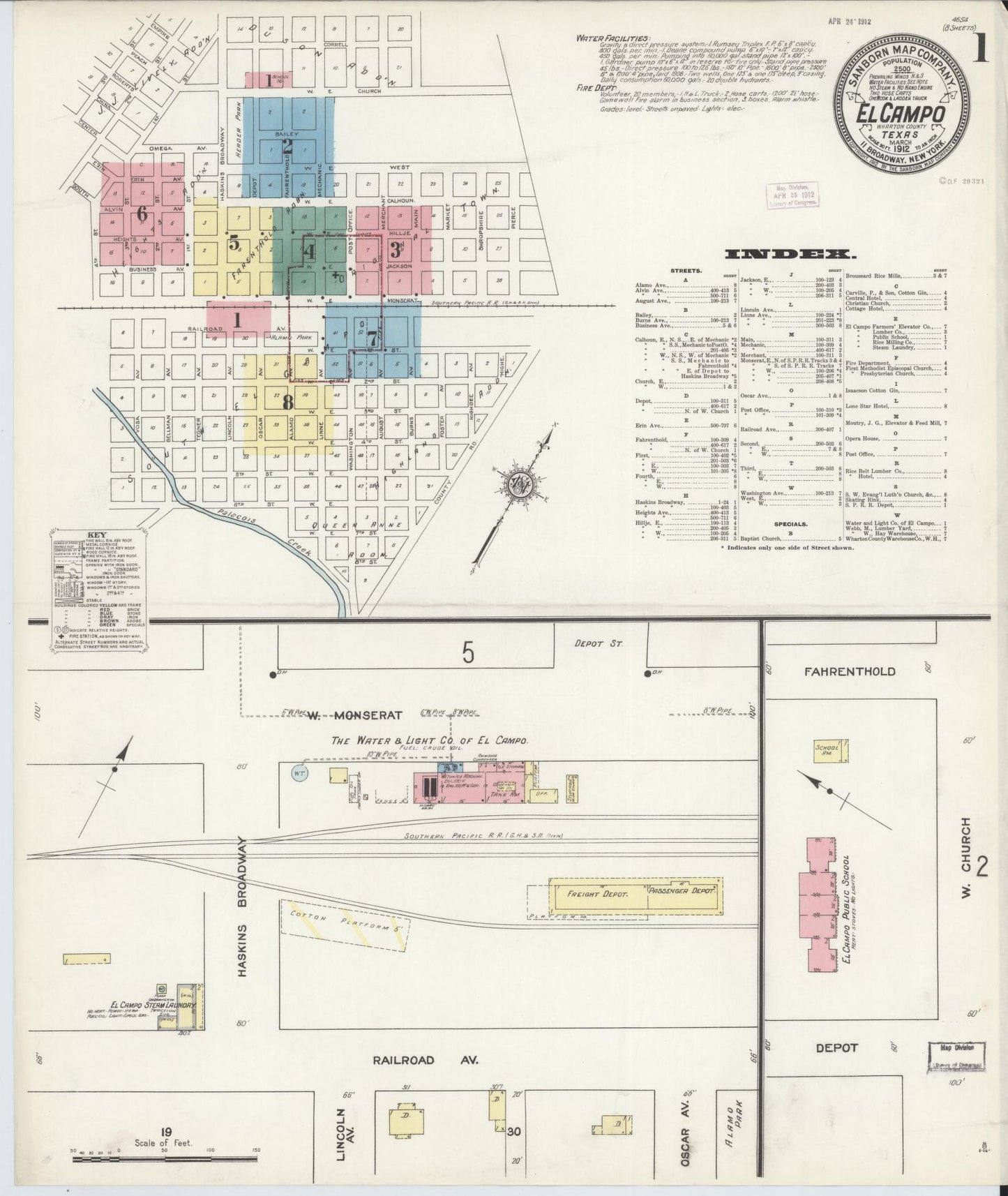 Sanborn Fire Insurance Map from El Campo, Wharton County, Texas. (1912) – Historic Sanborn Fire Insurance Map Print