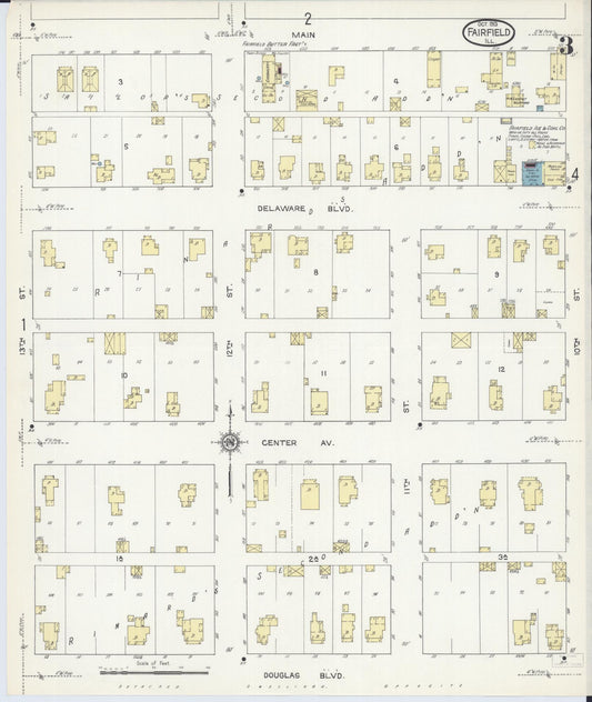 Sanborn Fire Insurance Map from Fairfield, Wayne County, Illinois (1913), Sheet #0003 - Historic Sanborn Fire Insurance Map Print, vintage old map wall art, antique decor, genealogy gift, Illinois Illinois map