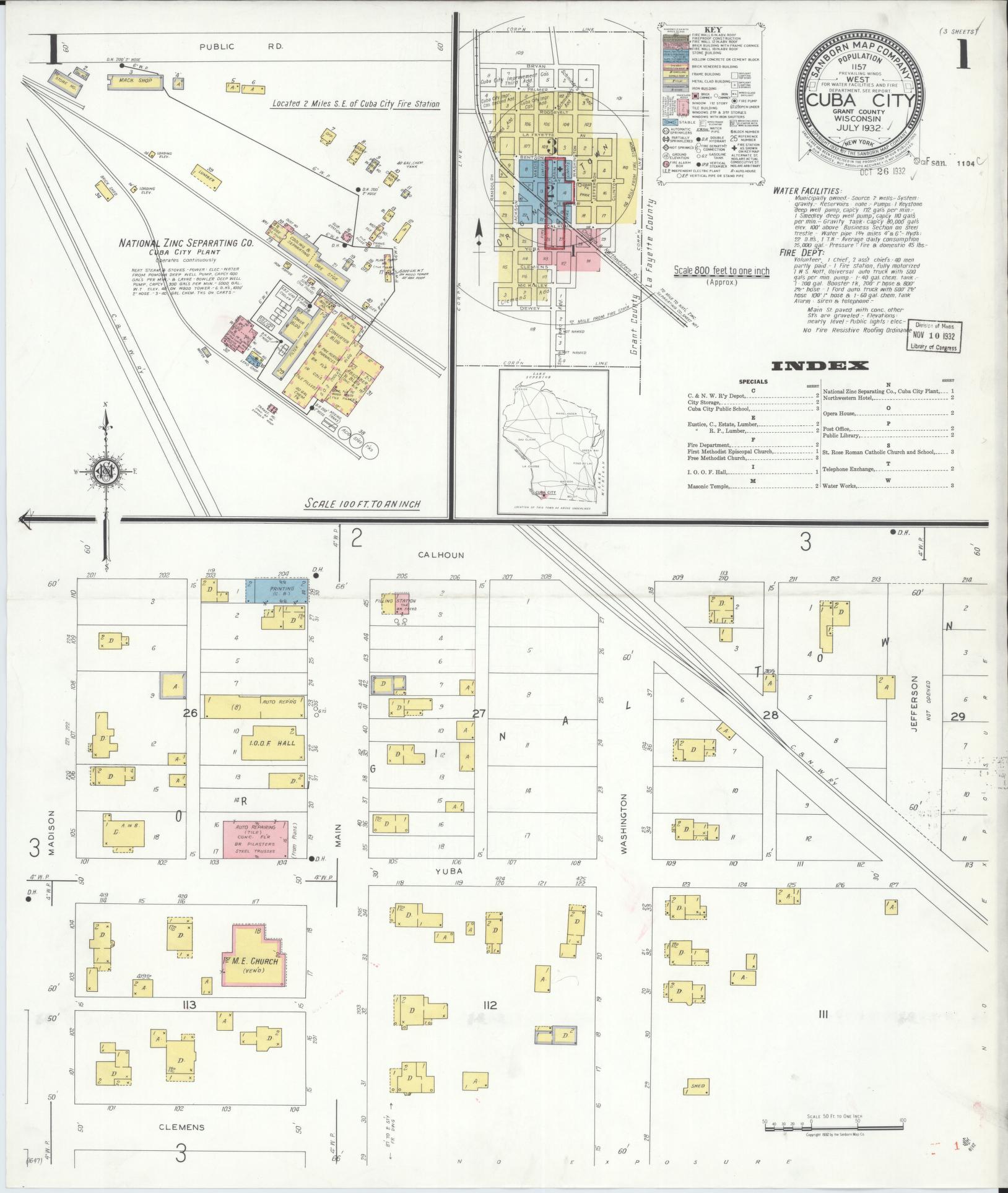 Cuba City, Grant County, Wisconsin (1932) – Sanborn Fire Insurance Map – Map View