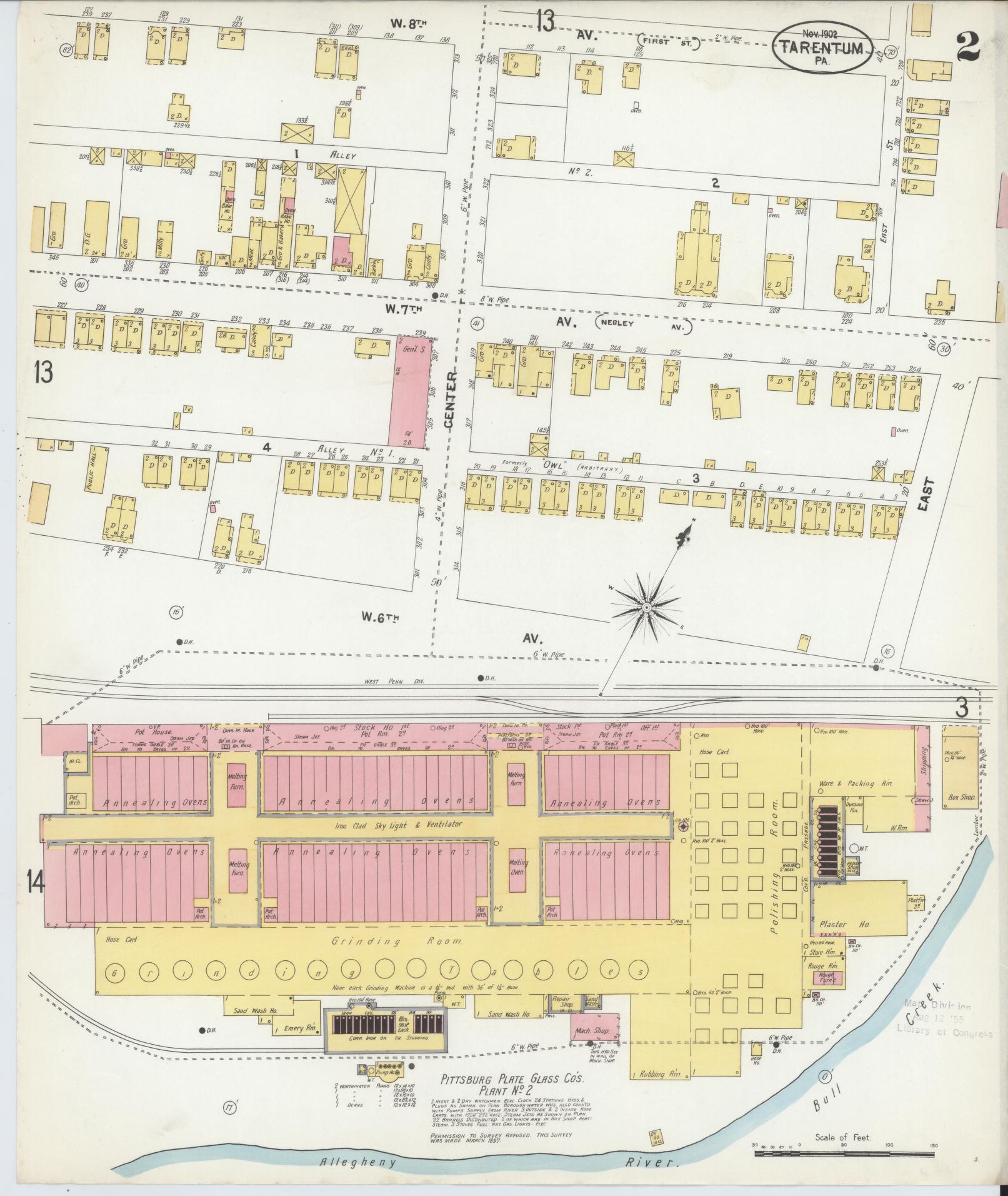 Sanborn Fire Insurance Map from Tarentum, Allegheny County, Pennsylvania (1902), Sheet #0002 - Complete Map Set gallery image, historic Sanborn map, vintage wall art, Pennsylvania Pennsylvania