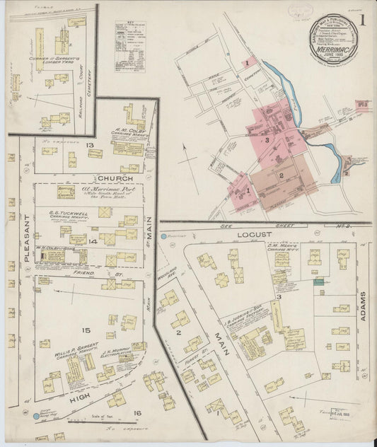 Sanborn Fire Insurance Map from Merrimac, Essex County, Massachusetts. (1885) – Historic Sanborn Fire Insurance Map Print