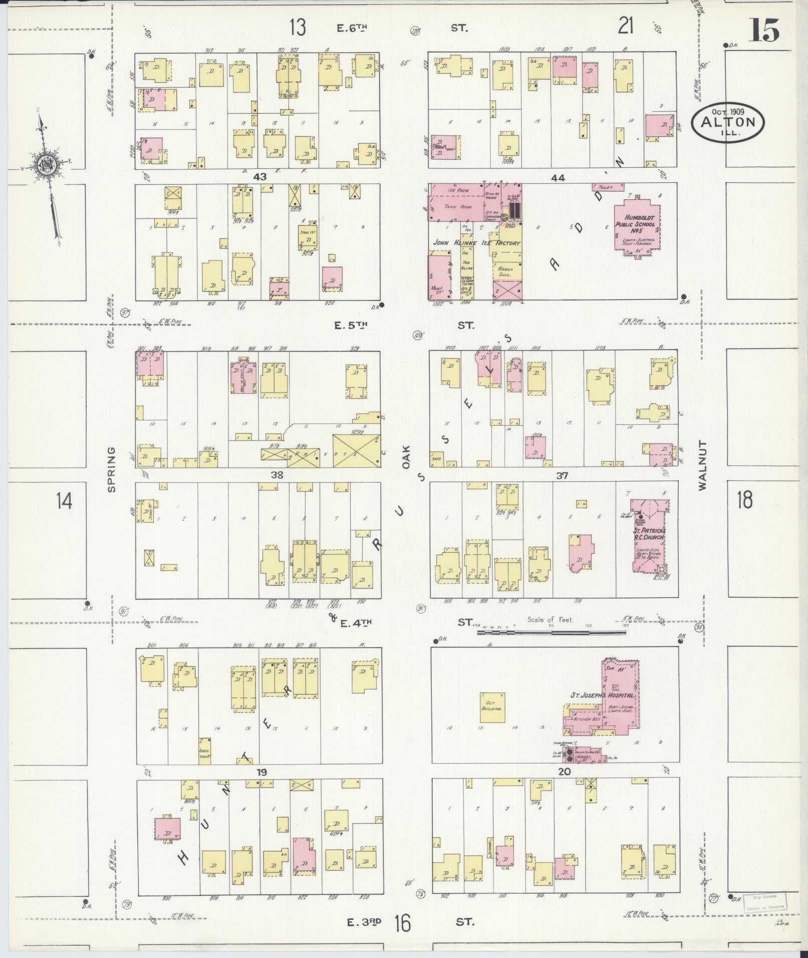Sanborn Fire Insurance Map from Alton, Madison County, Illinois (1909), Sheet #0015 - Historic Sanborn Fire Insurance Map Print, vintage old map wall art, antique decor, genealogy gift, Illinois Illinois map