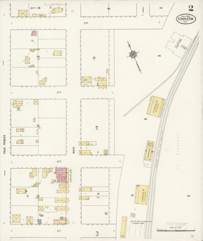 Sanborn Fire Insurance Map from Templeton, San Luis Obispo County, California (1910), Sheet #0002 - Complete Map Set gallery image, historic Sanborn map, vintage wall art, California California