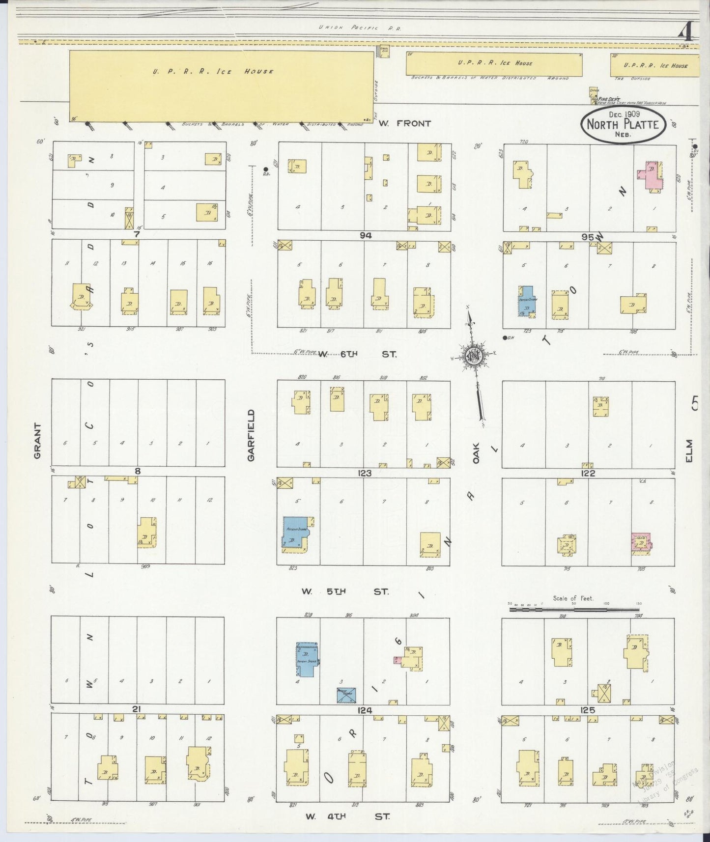 Sanborn Fire Insurance Map from North Platte, Lincoln County, Nebraska (1909), Sheet #0004 - Complete Map Set gallery image, historic Sanborn map, vintage wall art, Nebraska Nebraska