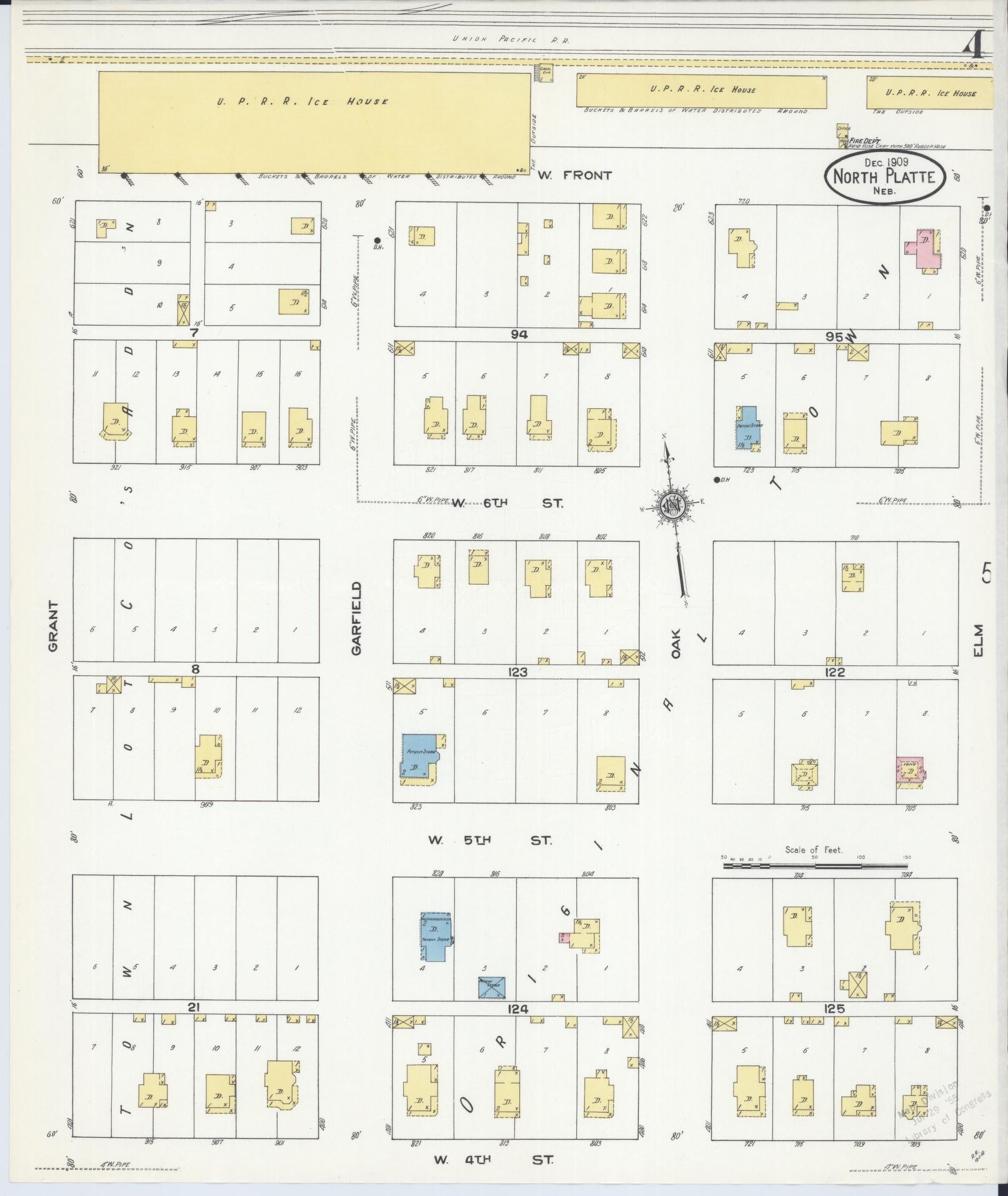 Sanborn Fire Insurance Map from North Platte, Lincoln County, Nebraska (1909), Sheet #0004 - Complete Map Set gallery image, historic Sanborn map, vintage wall art, Nebraska Nebraska