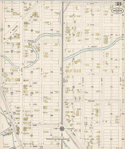 Sanborn Fire Insurance Map from Aberdeen, Grays Harbor County, Washington (1914), Sheet #0038 - Complete Map Set gallery image, historic Sanborn map, vintage wall art, Washington Washington