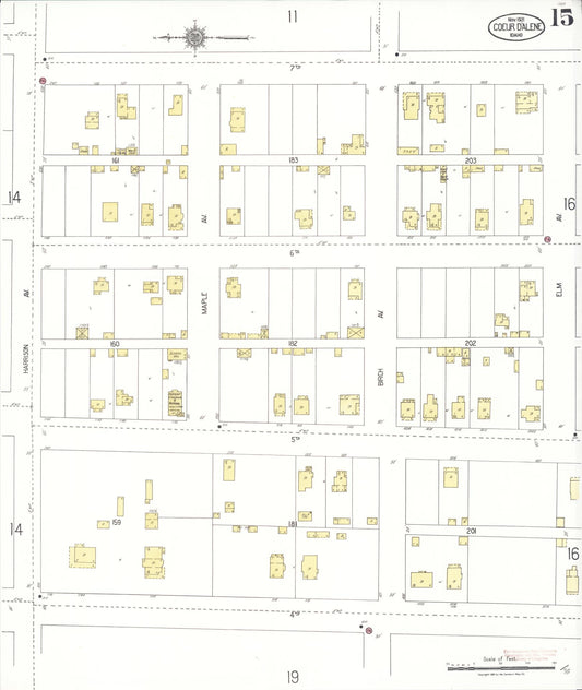 Sanborn Fire Insurance Map from Coeur D'alene, Kootenai County, Idaho (1921), Sheet #0015 - Historic Sanborn Fire Insurance Map Print, vintage old map wall art, antique decor, genealogy gift, Idaho Idaho map